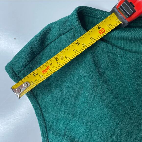 Green Ruffle Dress One Shoulder MIDI Modest Gown Holiday Wedding Guest K26 - Picture 6 of 10